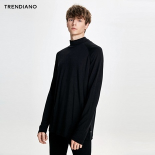 trendiano时尚休闲纯色长袖圆领T恤