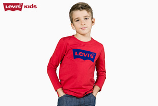 Levi＇s李维斯童装男童Logo纯棉星火红长袖T恤