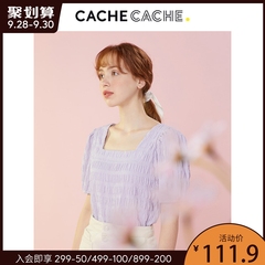 Cache Cache方领泡泡袖上衣女2020