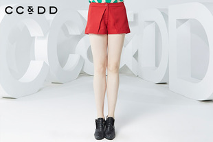CCDD2016春装新款专柜正品女独特褶皱通勤百搭纯色短裤小