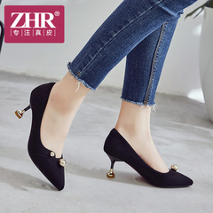 ZHR奥特莱斯法式少女高跟鞋猫跟鞋