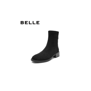 BELLE/百丽冬商场同款弹力绒布女靴