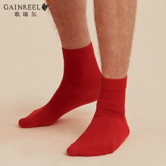 歌瑞尔时尚简约红色本命年中筒袜子