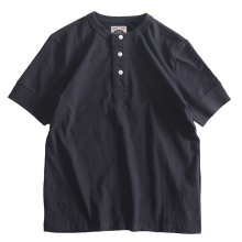 Summer men's simple cotton Henry collar Business Casual Short Sleeve T-Shirt