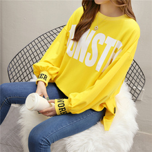 Spring new 2020 women's thin student loose Plush top chic long sleeve outside