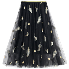 Mesh skirt 2020 new high waist pleated skirt mid length summer skirt yarn group