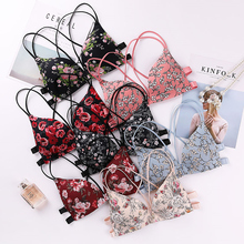 Traceless flower front button beautiful back sexy gathering no steel ring students high school underwear bra female