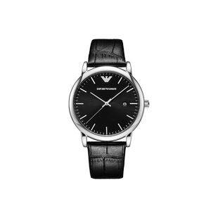 armani阿玛尼手表经典皮带表简约日历男士手表圆形石英男表ar2500