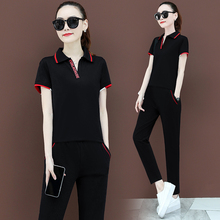 Sports suit women's new summer fashion 2020 casual foreign style Cotton Short Sleeve T