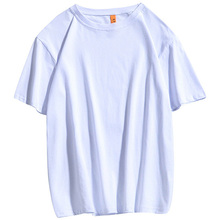 Rambling hip hop cotton pure color couple short sleeve base shirt T-shirt white men's and women's T-shirt pure