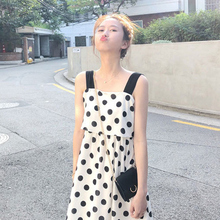 Summer 2020 new fat mm large women's polka dot SLING DRESS spring and autumn suit