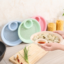 Straw household round dumpling plate, double layer plate with vinegar plate, creative plastic fruit plate