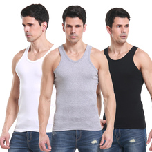 Men's round neck tank top summer thin stretch fit cotton bottomed tank top corset