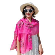 Silk scarf women spring long embroidered air conditioning shawl summer seaside sun beach towel Korean snow