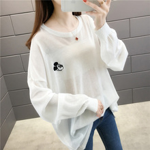 Summer white sunscreen women's new big Mickey Pullover ice silk knitted blouse
