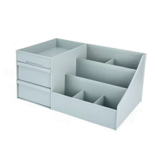 Large plastic cosmetic storage box with multi-functional shelf