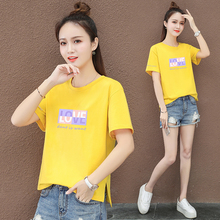 2020 fashion letter printing round neck short sleeve T-shirt for women's summer new large and loose