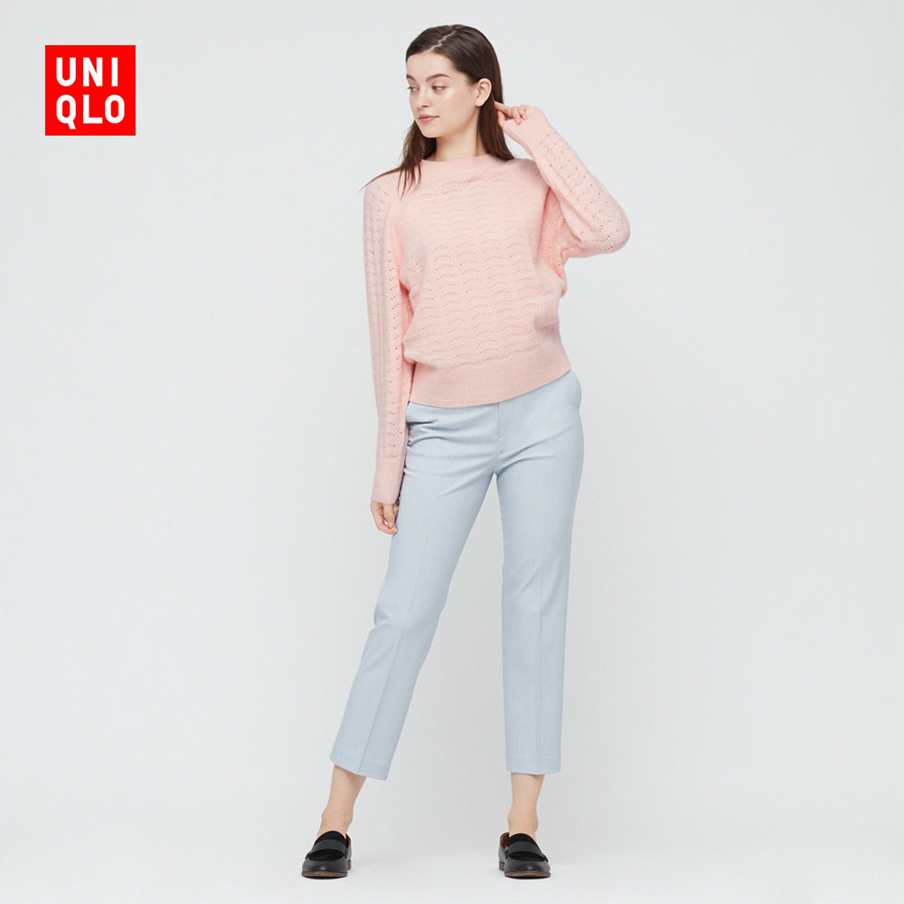 优衣库女装轻型souffleyarn镂空圆领针织衫435900uniqlo