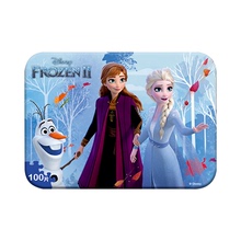 Disney Princess 100 pieces of ice and snow edge iron box children's wisdom wood puzzle 4-5