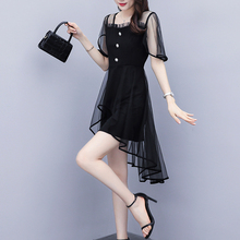 Dress with waistband showing thin temperament goddess model 2020 new summer fat mm high-end belly covering