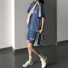 运动套装女夏天宽松薄款韩版时尚拉链开衫学生卫衣拉