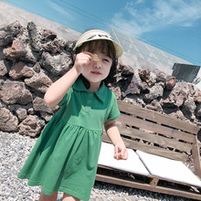2020夏新款韩版儿童装女童POLO小翻领短袖连衣裙中小