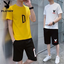 Playboy spirit suit men's summer youth leisure sports short sleeve two pieces