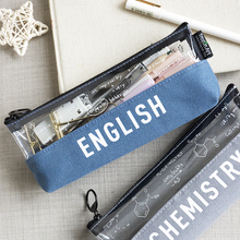 Simple Korean small fresh pen bag primary and secondary school students lovely large capacity transparent pen bag men and women