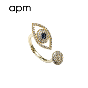 apm金色镶晶钻女士恶魔之眼戒指