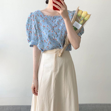 French first love little fresh reducing age forest 2020 summer new Square Collar Chiffon suit