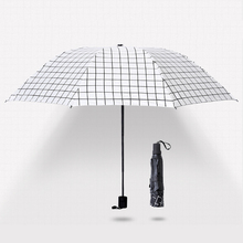 雨伞女防晒遮阳伞简约格子折叠晴雨两用伞
