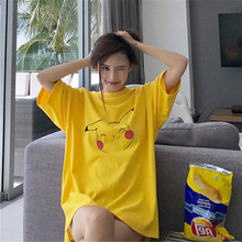 Hong Kong style summer loose Pikachu printed short sleeve T-shirt for women's new style in 2020 summer