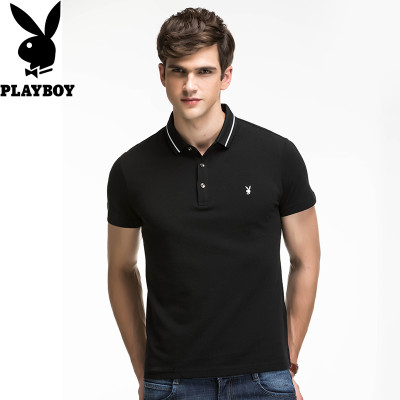 花花公子polo衫男短袖2017夏季新款潮流男装男士纯棉薄款短袖t恤