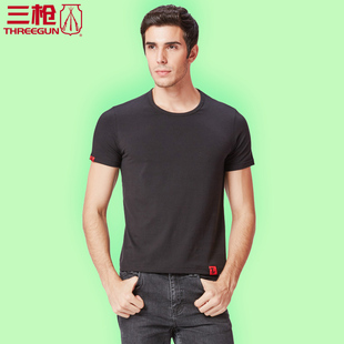 threegun/三枪t恤男夏季弹力短袖舒
